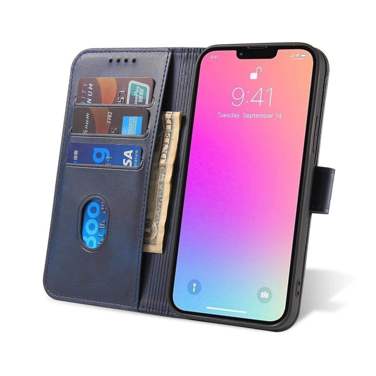 Wallet Case with Stand for iPhone 15 Plus Magnet Case - blue_6