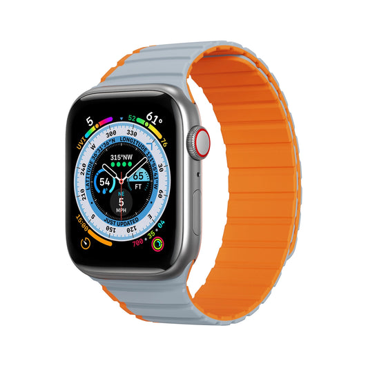Magnetic Apple Watch SE, 9, 8, 7, 6, 5, 4, 3, 2, 1 (41, 40, 38 mm) Dux Ducis Strap (LD Version) - gray-orange_0