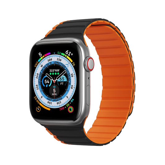Magnetic Apple Watch SE, 9, 8, 7, 6, 5, 4, 3, 2, 1 (41, 40, 38 mm) Dux Ducis Strap (LD Version) - black and orange_0
