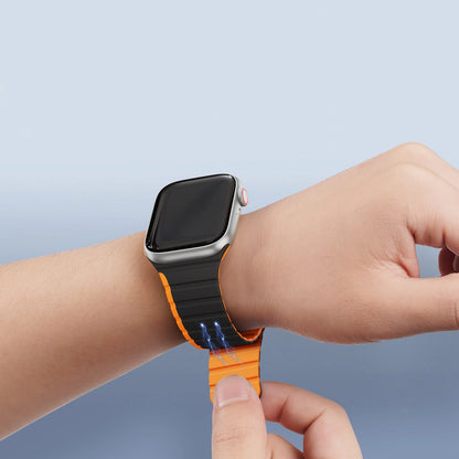 Magnetic Apple Watch SE, 9, 8, 7, 6, 5, 4, 3, 2, 1 (41, 40, 38 mm) Dux Ducis Strap (LD Version) - black and orange_4