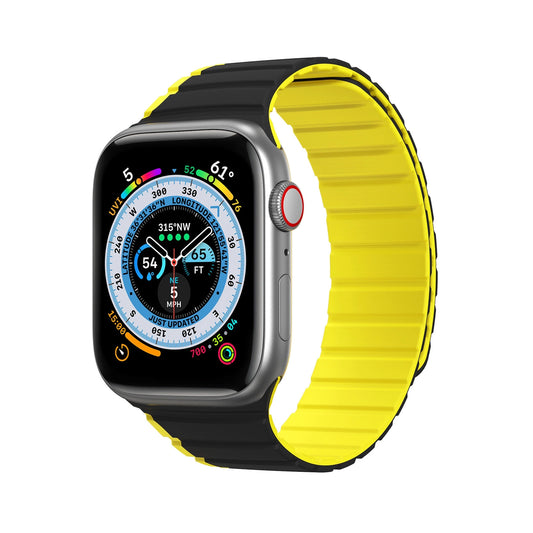 Magnetic Apple Watch SE, 9, 8, 7, 6, 5, 4, 3, 2, 1 (41, 40, 38 mm) Dux Ducis Strap (LD Version) - black and yellow_0