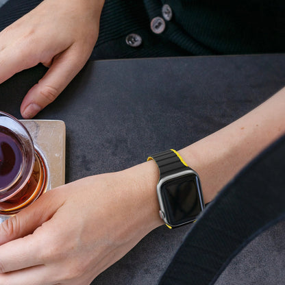 Magnetic Apple Watch SE, 9, 8, 7, 6, 5, 4, 3, 2, 1 (41, 40, 38 mm) Dux Ducis Strap (LD Version) - black and yellow_9