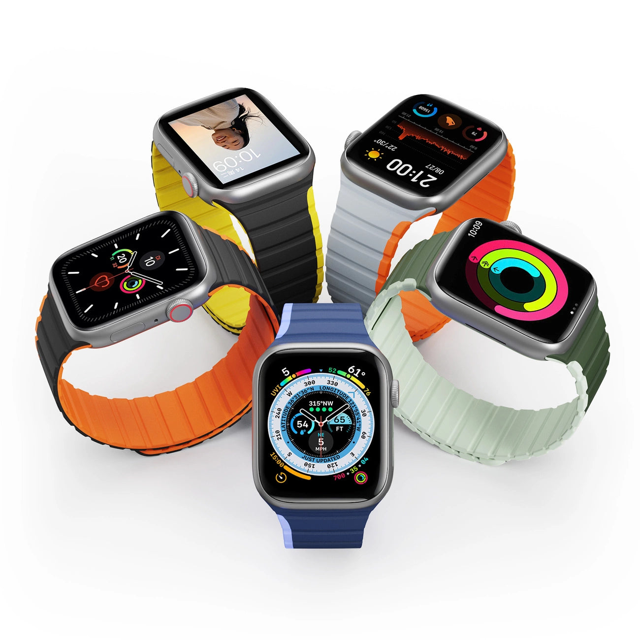 Magnetic Apple Watch SE, 9, 8, 7, 6, 5, 4, 3, 2, 1 (41, 40, 38 mm) Dux Ducis Strap (LD Version) - black and yellow_1