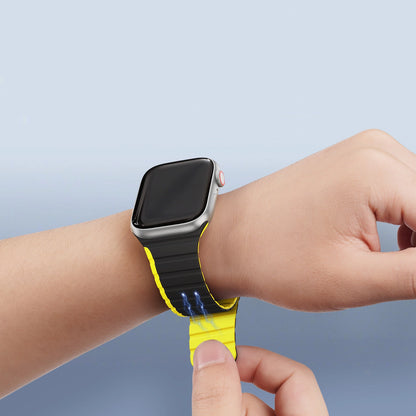 Magnetic Apple Watch SE, 9, 8, 7, 6, 5, 4, 3, 2, 1 (41, 40, 38 mm) Dux Ducis Strap (LD Version) - black and yellow_4
