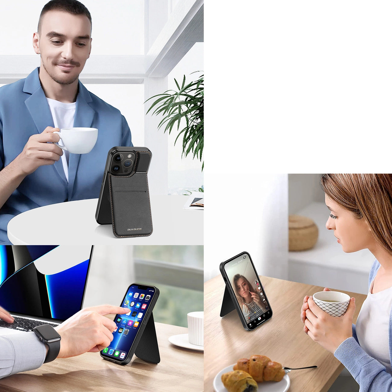 3in1 Wallet Case with Stand for iPhone 13 Pro MagSafe RFID Blocker Dux Ducis Rafi Mag - Black_7
