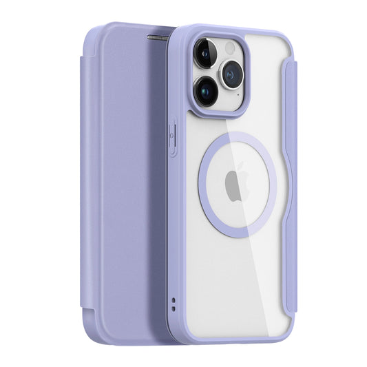 iPhone 15 Pro Max Magnetic MagSafe Flip Case Dux Ducis Skin X Pro - Purple_0