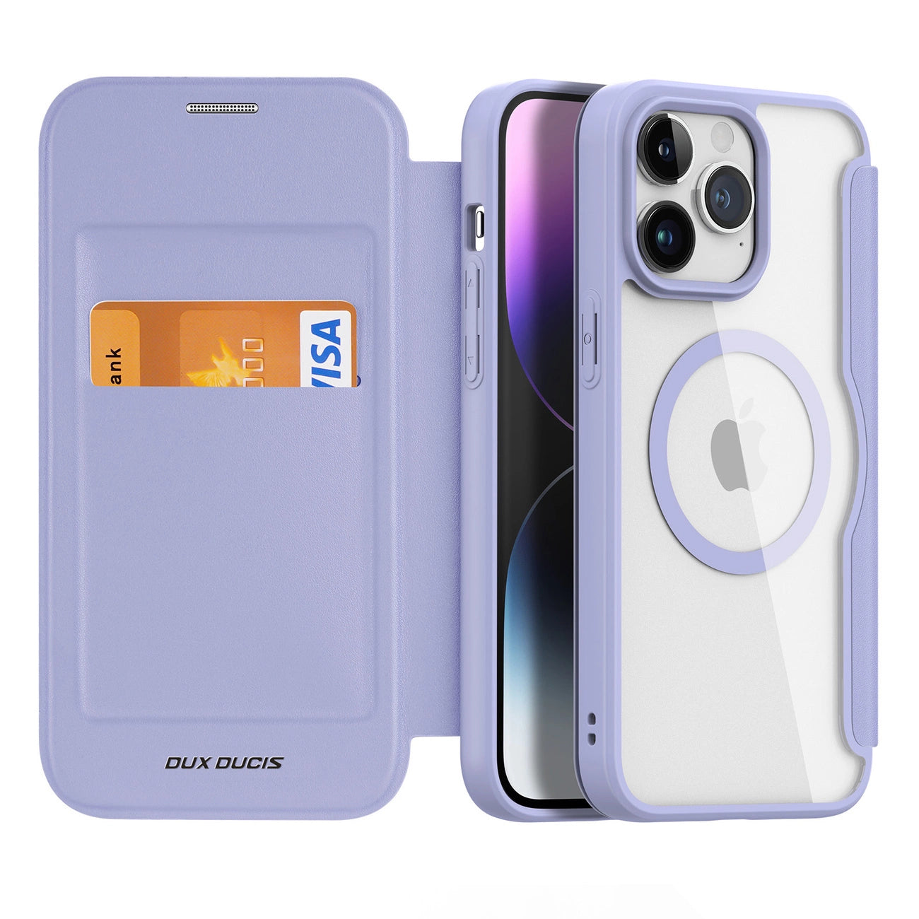 iPhone 15 Pro Max Magnetic MagSafe Flip Case Dux Ducis Skin X Pro - Purple_1