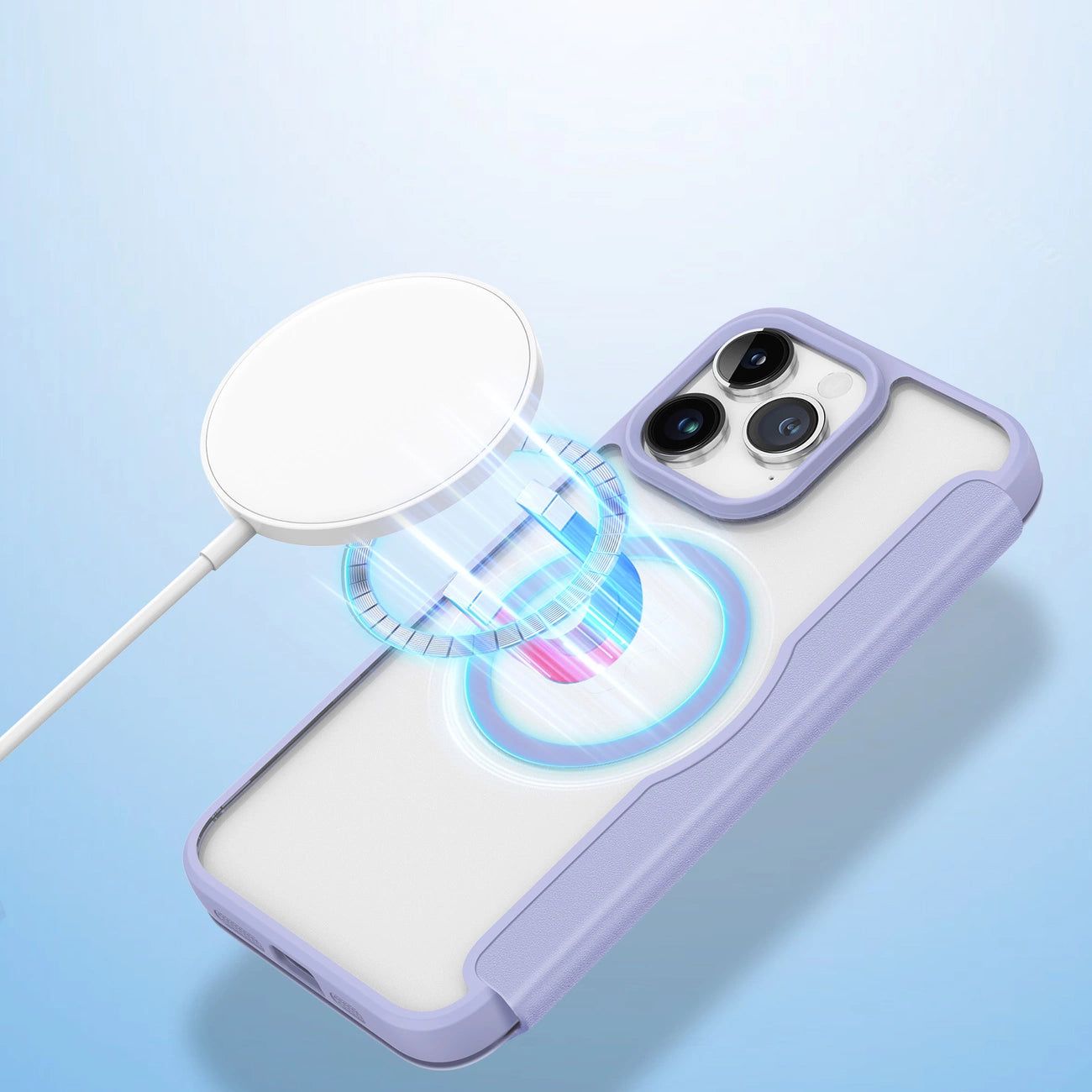 iPhone 15 Pro Max Magnetic MagSafe Flip Case Dux Ducis Skin X Pro - Purple_8
