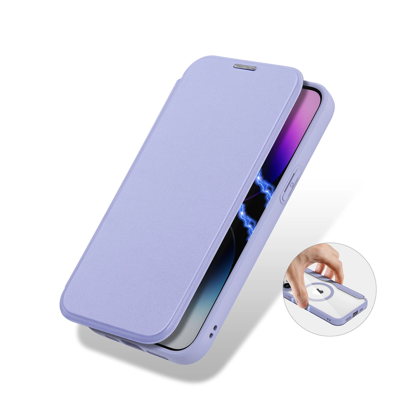 iPhone 15 Pro Max Magnetic MagSafe Flip Case Dux Ducis Skin X Pro - Purple_4