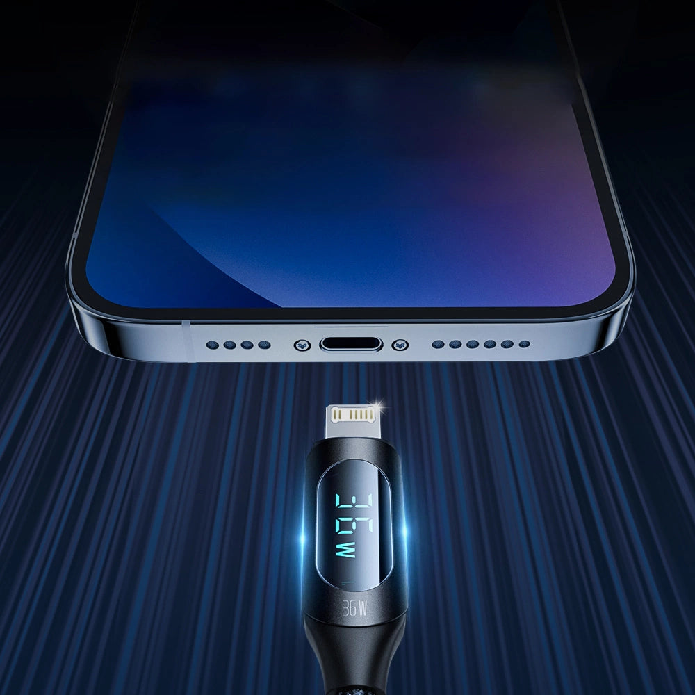Wozinsky WUCLC2 Lightning - USB-C 36W 480Mb/s cable 2m with display - black_2