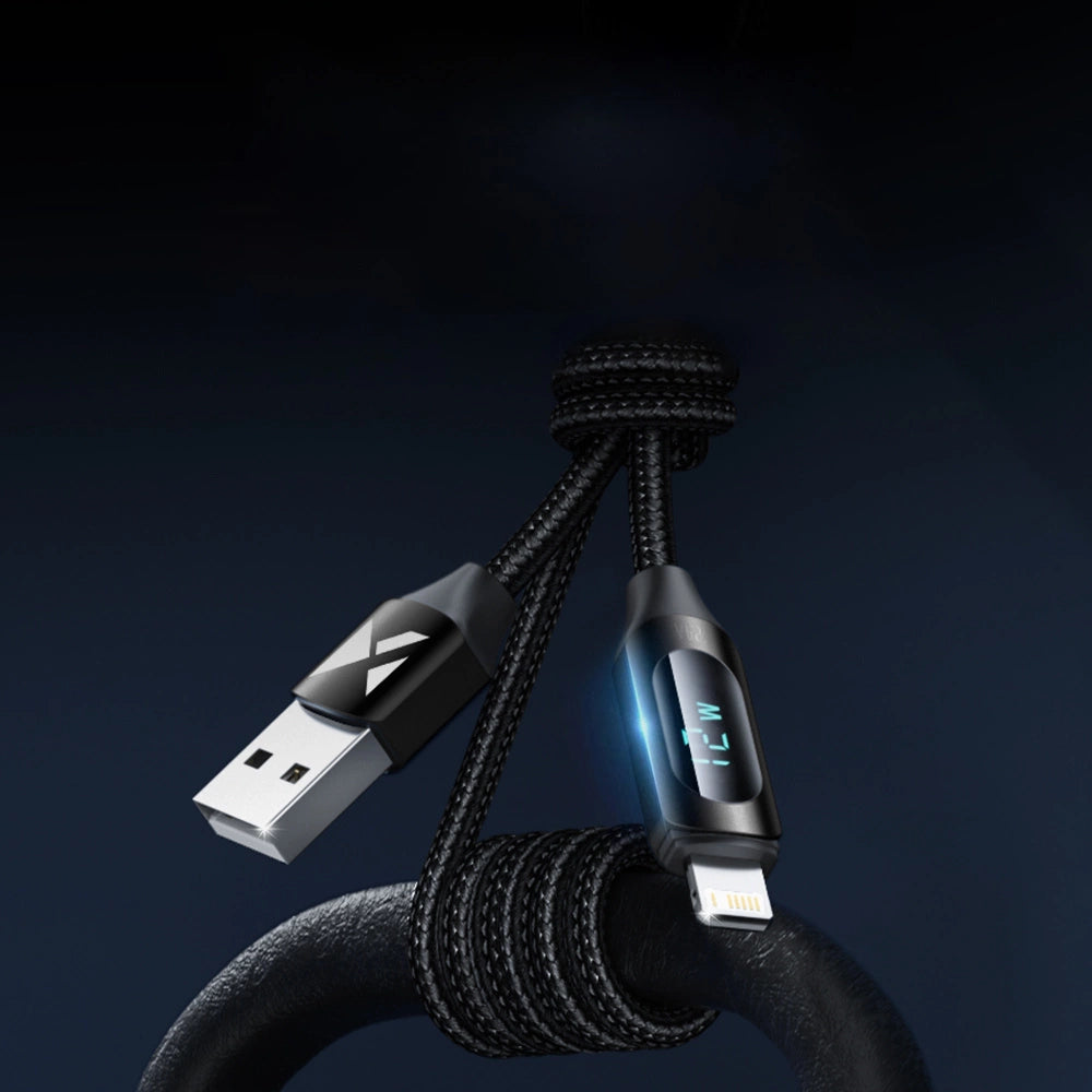 USB-A Cable - Lightning Wozinsky WUALC1 with LED Display 2.4A 1m - Black_1