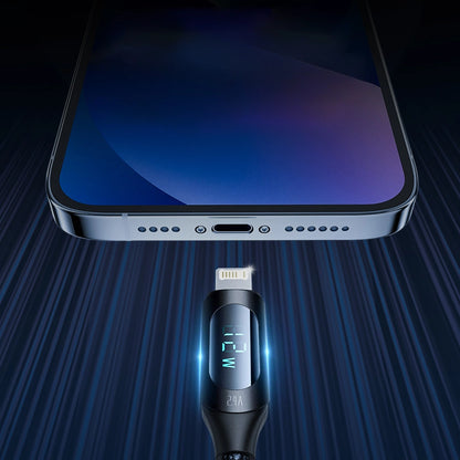 USB-A Cable - Lightning Wozinsky WUALC1 with LED Display 2.4A 1m - Black_3