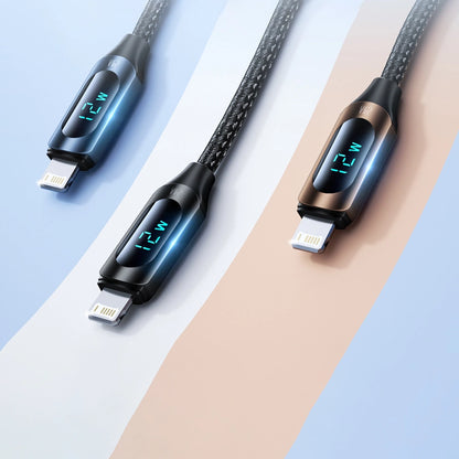 USB-A Cable - Lightning Wozinsky WUALC1 with LED Display 2.4A 1m - Black_4