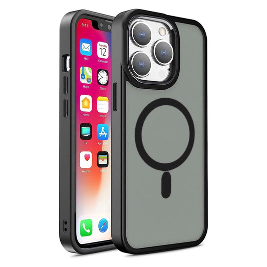 Armored magnetic iPhone 14 Plus MagSafe Color Matte Case - black_0