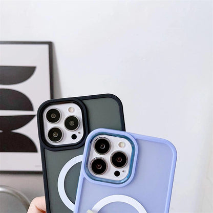 Armored magnetic iPhone 14 Plus MagSafe Color Matte Case - black_2