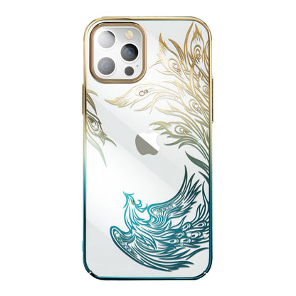 Luxury iPhone 14 Plus Case with Kingxbar Phoenix Crystals - Gold and Blue_0