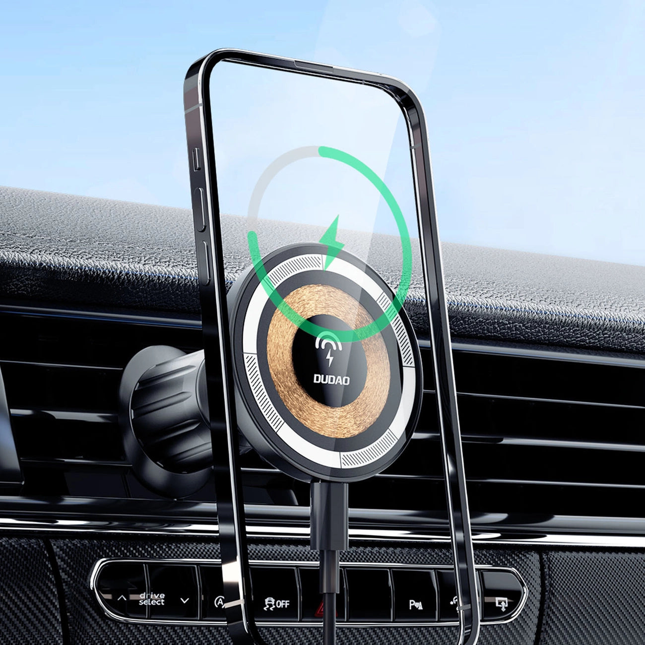 Magnetic holder with MagSafe inductive charger for 15W Dudao F12MAX ventilation grille - black_8