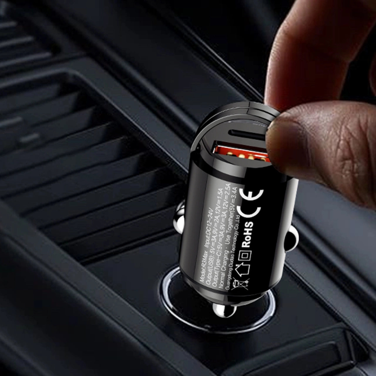 Dudao R3MAX 48W QC PD mini car charger - black_3