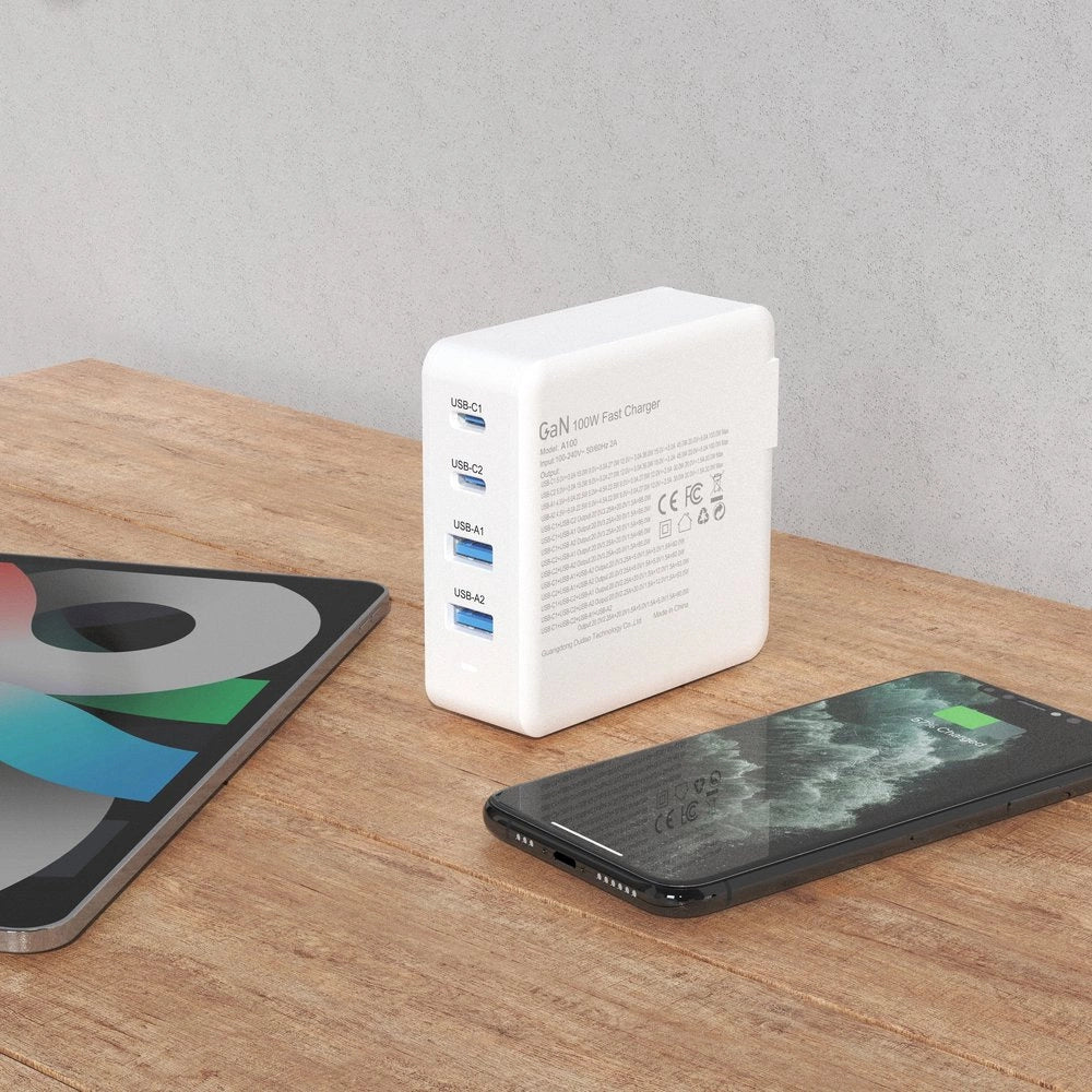 GaN 100W fast wall charger 2 x USB-C / 2 x USB Dudao A100EU - white_6