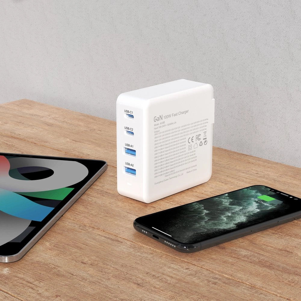 GaN 100W fast wall charger 2 x USB-C / 2 x USB Dudao A100EU - white_7