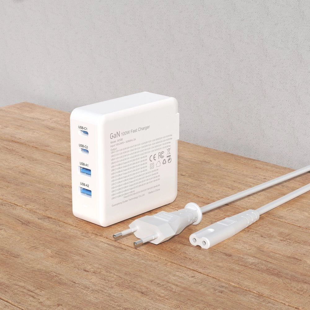 GaN 100W fast wall charger 2 x USB-C / 2 x USB Dudao A100EU - white_8