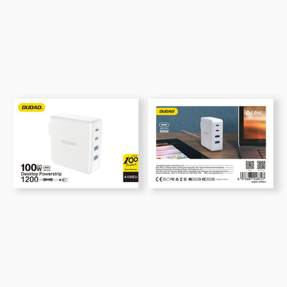 GaN 100W fast wall charger 2 x USB-C / 2 x USB Dudao A100EU - white_4