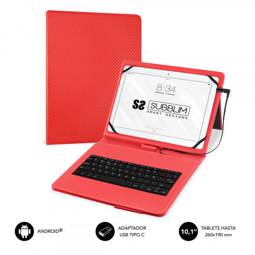 SUBBLIM SUB-KT1-USB002 teclado para móvil QWERTY Español MicroUSB Rojo_0