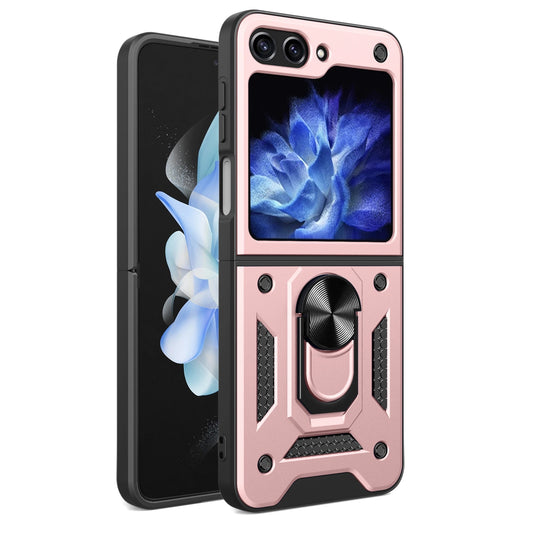 Hybrid Armor Camshield Case for Z Flip 5 5G with Camera Protector - Pink_0