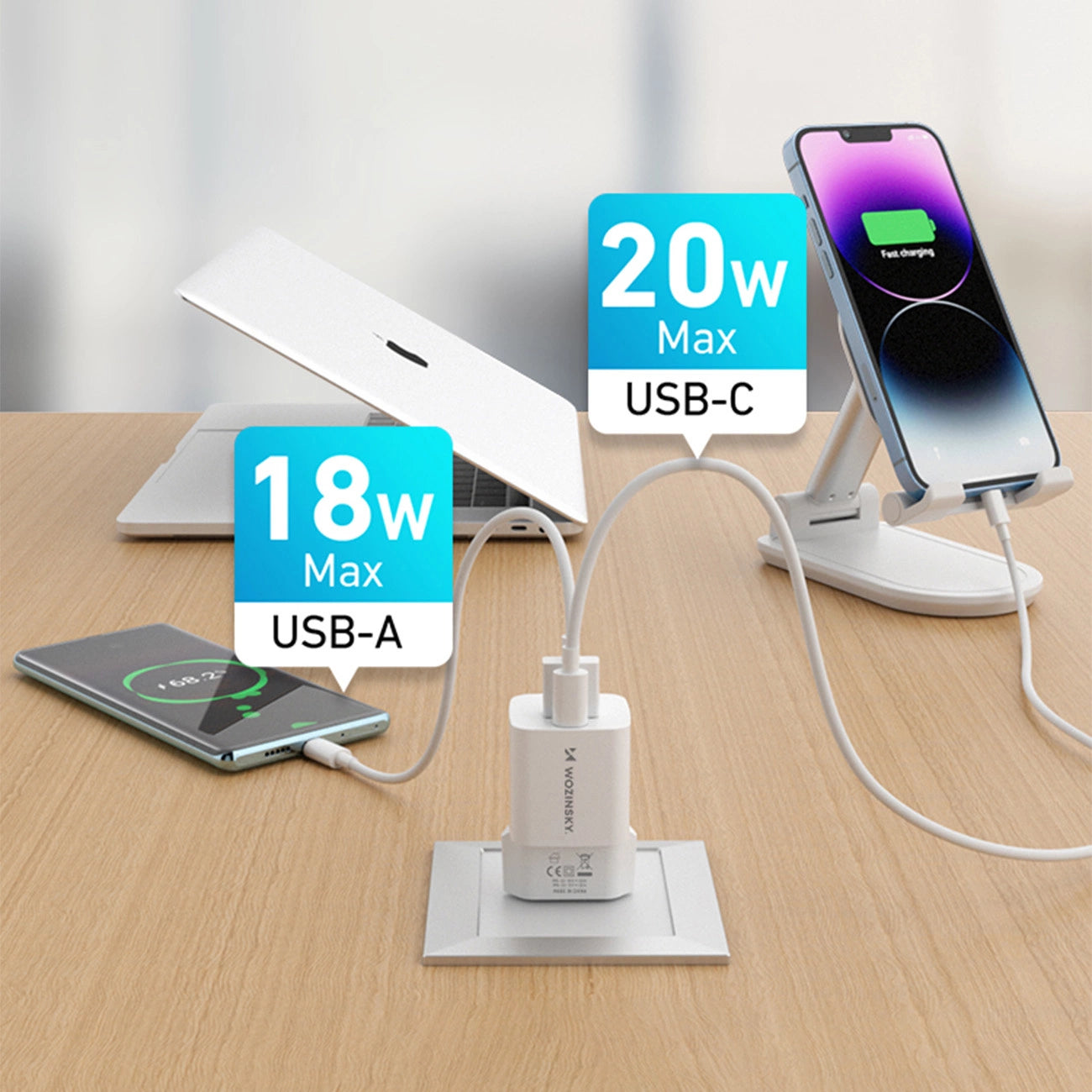 Wozinsky WWCEAC GaN USB-A USB-C 33W wall charger - white_11