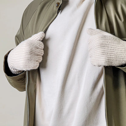 Braided telephone gloves with cutouts for fingers - beige_3