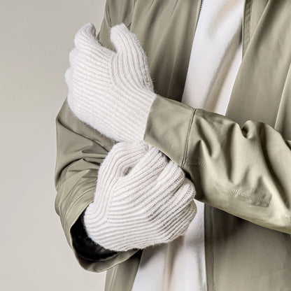 Braided telephone gloves with cutouts for fingers - beige_5