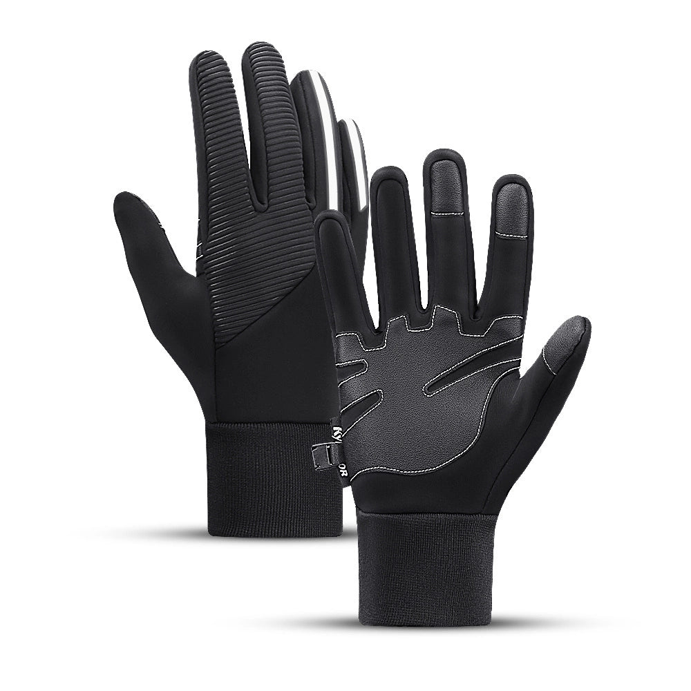 Insulated, non-slip sports phone gloves (size L) - black_0