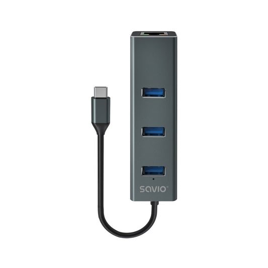 HUB SAVIO USB(C) - 3 X USB(A) 3.1 + 1 X RJ45_0