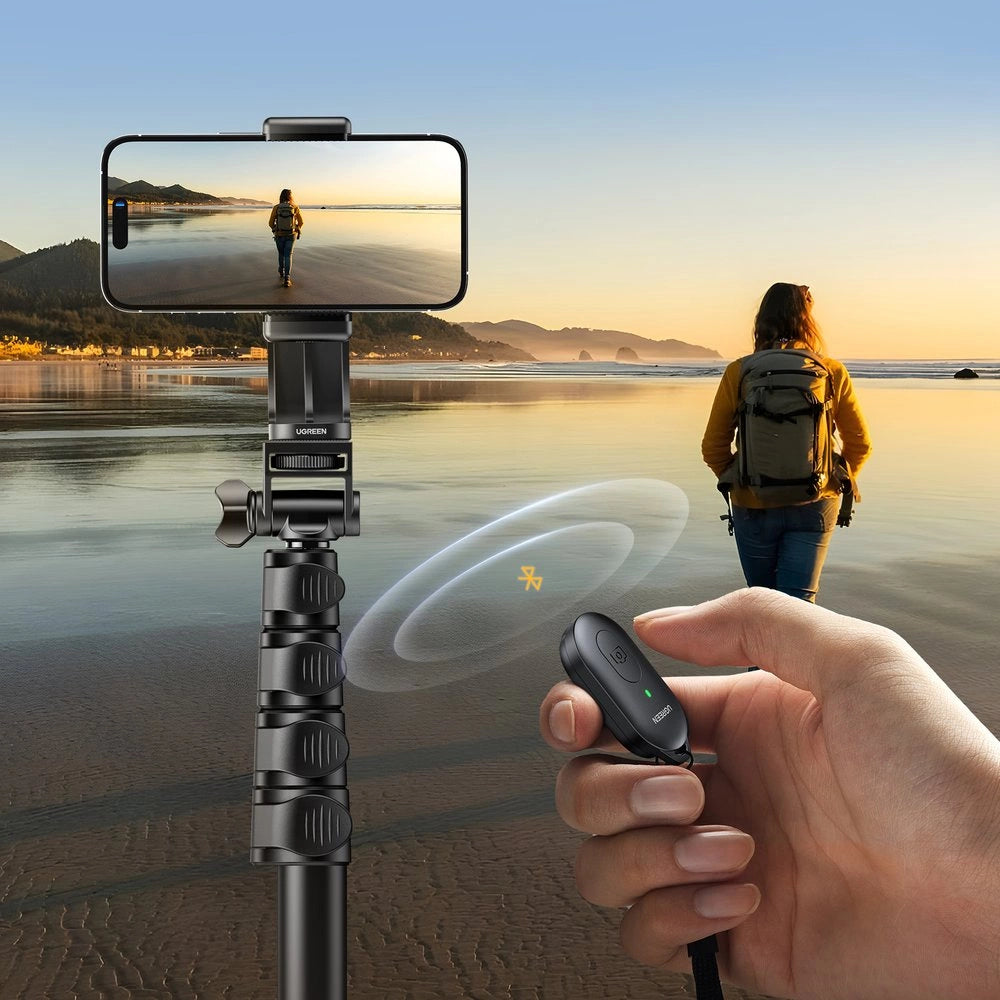 Ugreen LP680 selfie stick with stand and Bluetooth remote control 1.8m - black_2