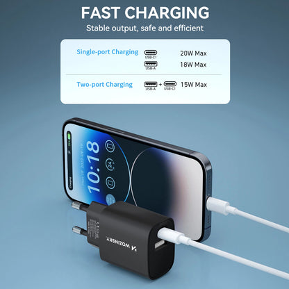 Wozinsky WGWCB USB-A USB-C 20W wall charger - black_8