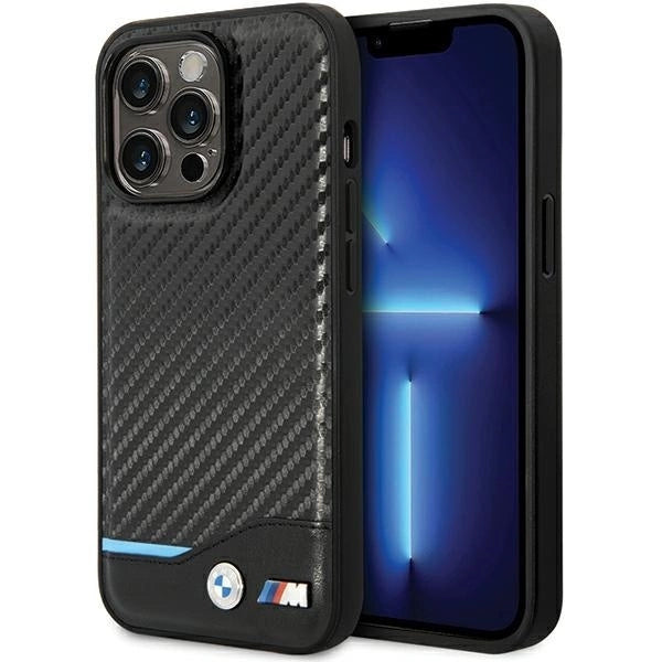 Case BMW BMHCP13X22NBCK iPhone 13 Pro Max 6.7" black/black hardcase Leather Carbon_0
