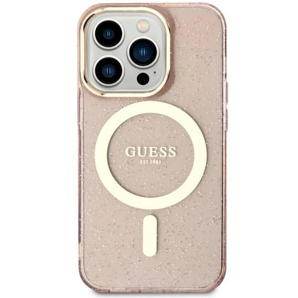 Guess GUHMN61HCMCGP iPhone 11 / Xr 6.1" pink/pink hardcase Glitter Gold MagSafe_0