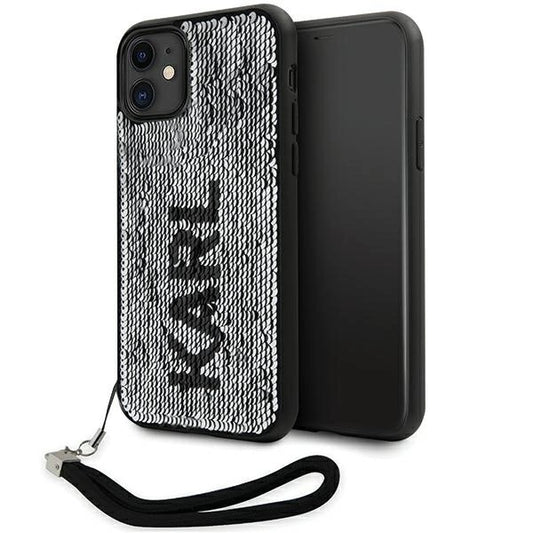Karl Lagerfeld KLHCN61PSQRKS iPhone 11 / Xr 6.1" silver/silver hardcase Sequins Cord_0