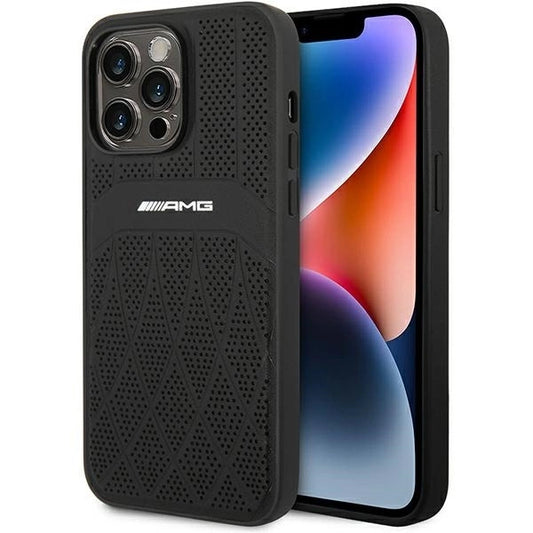 AMG AMHMP14XOSDBK iPhone 14 Pro Max 6.7" black/black hardcase Leather Curved Lines MagSafe_0