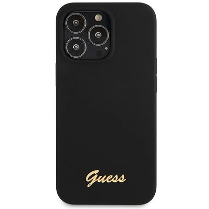 Guess GUHCP13XLSLMGBK iPhone 13 Pro Max 6.7" black/black hardcase Silicone Script Gold Logo_2