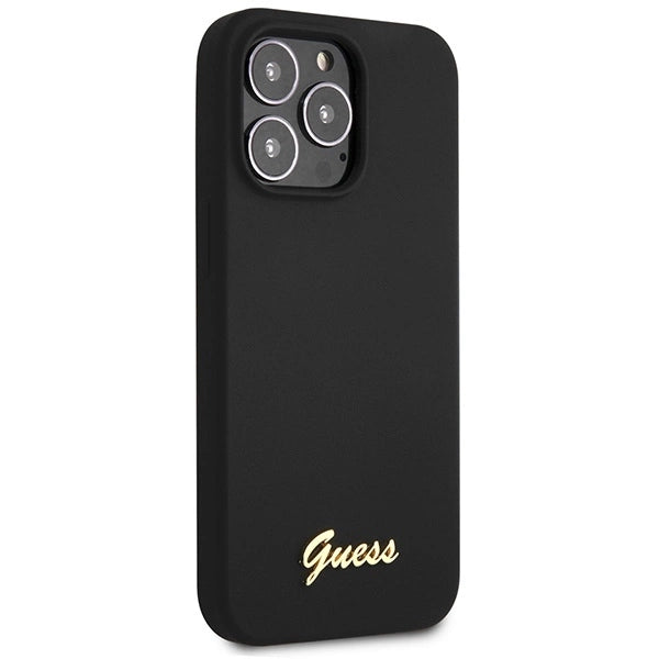 Guess GUHCP13XLSLMGBK iPhone 13 Pro Max 6.7" black/black hardcase Silicone Script Gold Logo_3