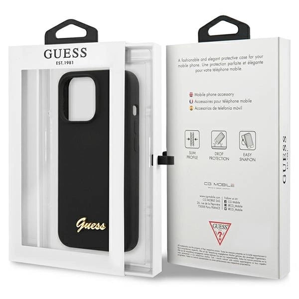 Guess GUHCP13XLSLMGBK iPhone 13 Pro Max 6.7" black/black hardcase Silicone Script Gold Logo_7