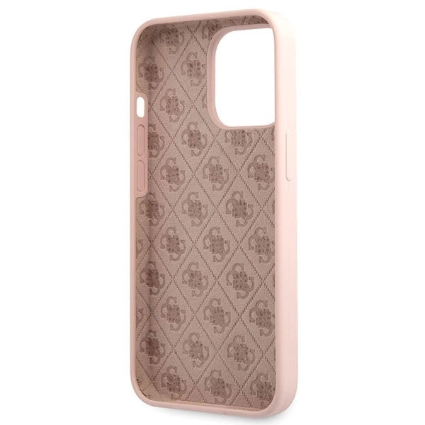 Guess GUHCP13XLSLMGLP iPhone 13 Pro Max 6.7" light pink/light pink hardcase Silicone Script Gold Logo_6