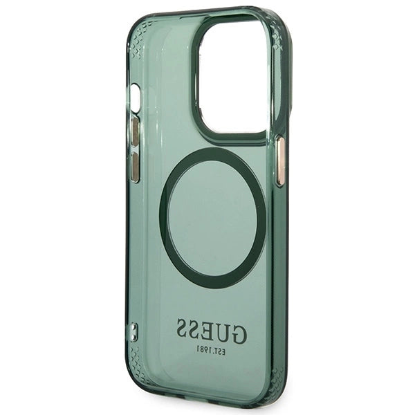 Guess GUHMP14LHTCMA iPhone 14 Pro 6.1" green/khaki hard case Gold Outline Translucent MagSafe_6