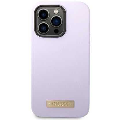Guess GUHMP14LSBPLU iPhone 14 Pro 6.1" purple/purple hard case Silicone Logo Plate MagSafe_2