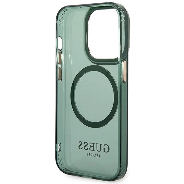 Guess GUHMP14XHTCMA iPhone 14 Pro Max 6.7" green/khaki hard case Gold Outline Translucent MagSafe_6