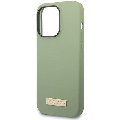 Guess Silicone Logo Plate MagSafe case for iPhone 14 Pro Max - green_5