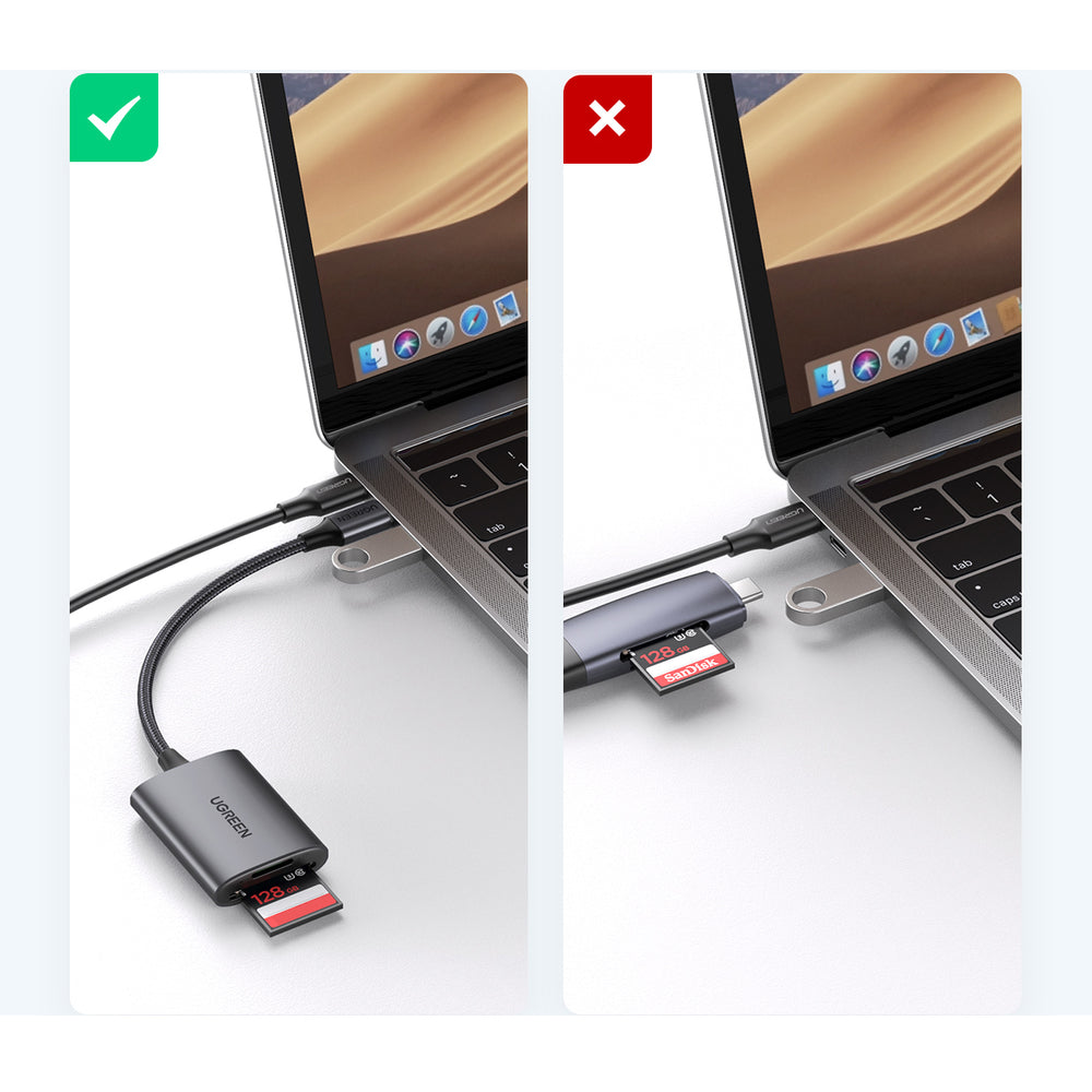 Leitor de Cartões USB-C UGREEN / Cinza / CM401_1
