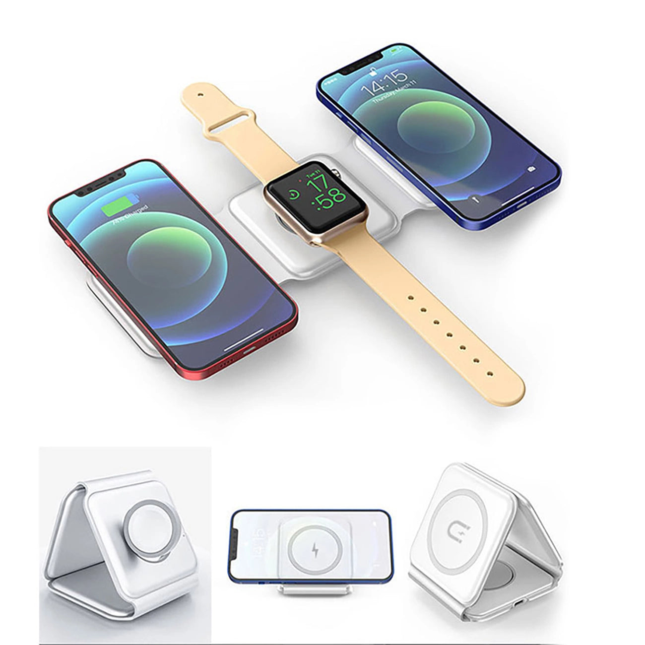 Dudao A11N 15W 3in1 Inductive Charger - White + USB-C / USB-C Cable_6