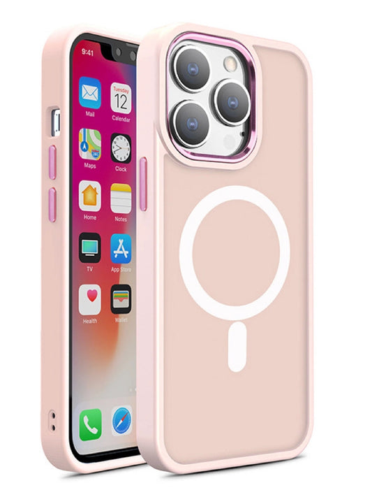 Magnetic Color Matte Case for iPhone 15 Pro Max - pink_0